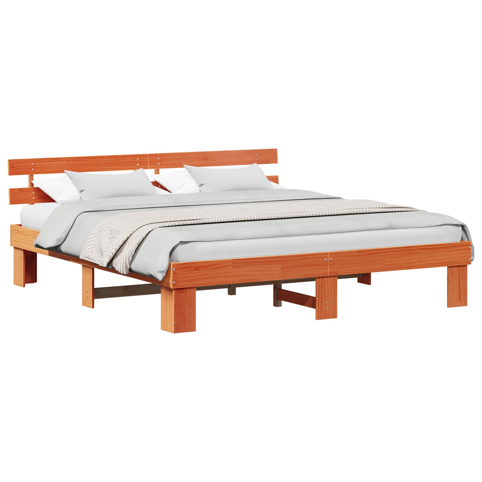 vidaXL Ramka łóżka Woskowy Brąz 200 x 200 cm Lite drewno sosnowe