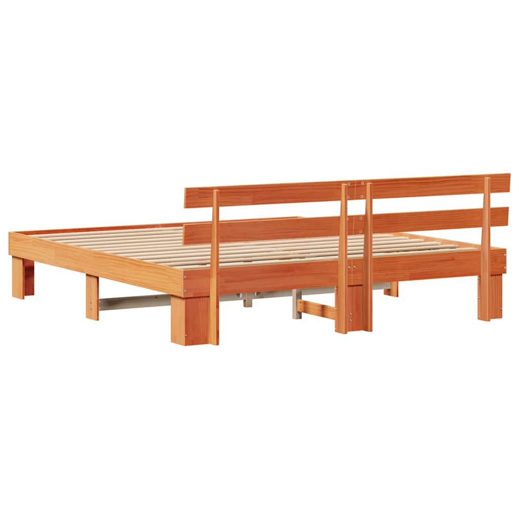 vidaXL Ramka łóżka Woskowy Brąz 200 x 200 cm Lite drewno sosnowe