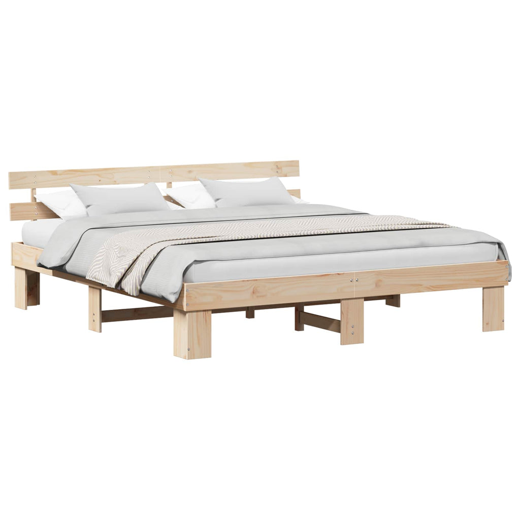 vidaXL Ramka łóżka Naturalny 180 x 200 cm Lite drewno sosnowe