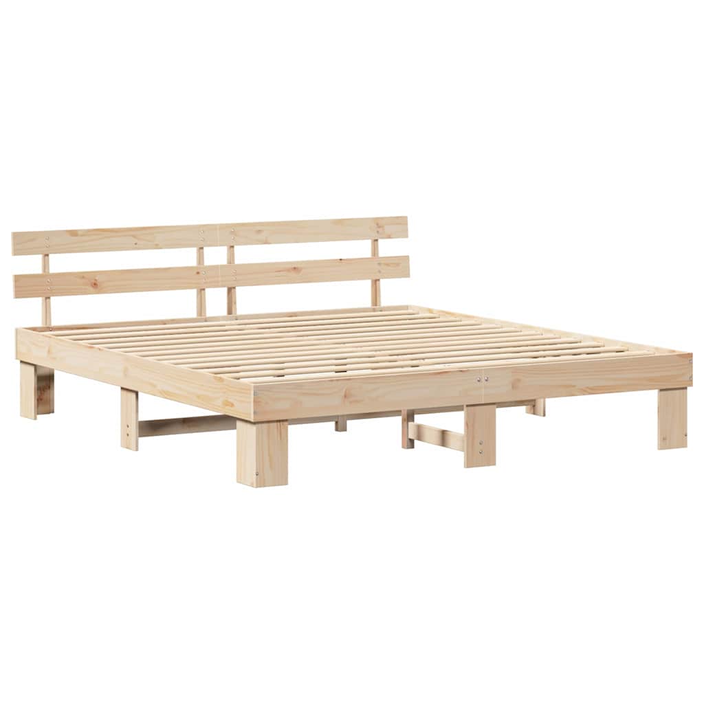 vidaXL Ramka łóżka Naturalny 180 x 200 cm Lite drewno sosnowe