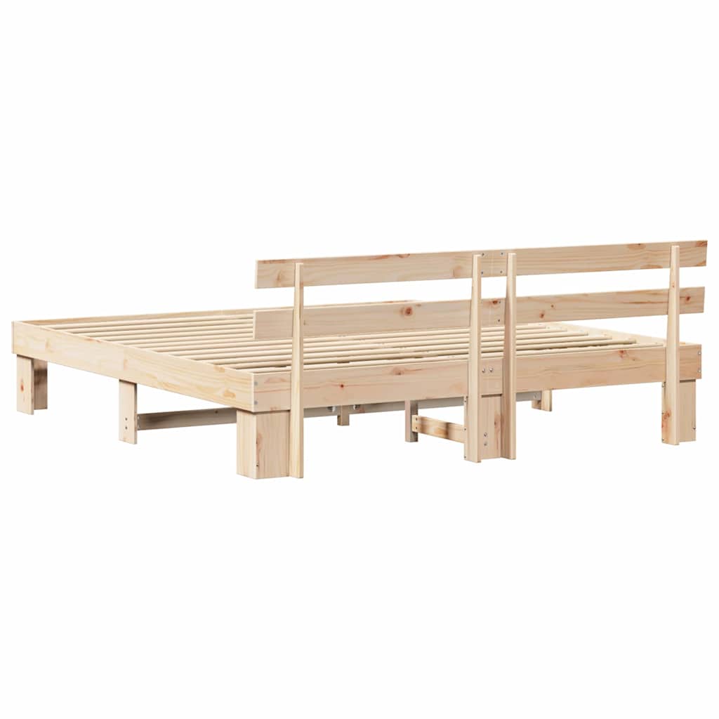 vidaXL Ramka łóżka Naturalny 180 x 200 cm Lite drewno sosnowe