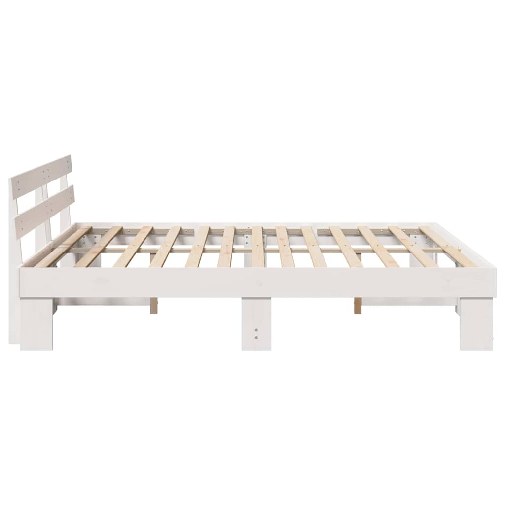 vidaXL Ramka łóżka Z zagłówkiem Biały 180 x 200 cm Lite drewno sosnowe