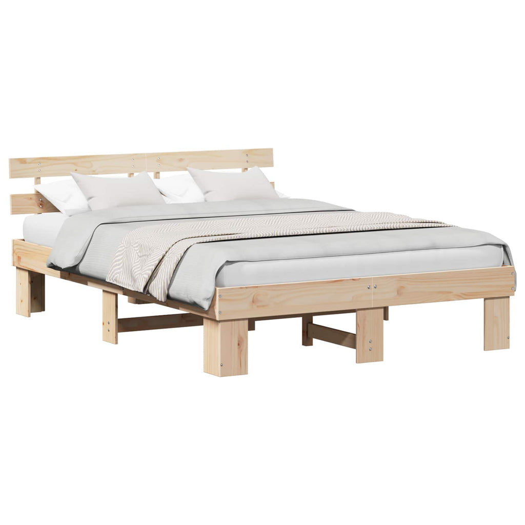 vidaXL Ramka łóżka Naturalny 160 x 200 cm Lite drewno sosnowe