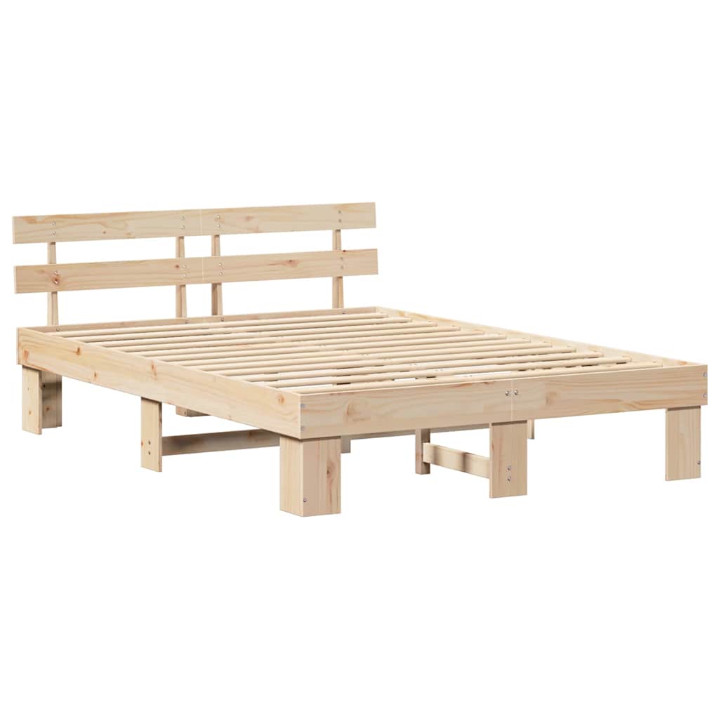 vidaXL Ramka łóżka Naturalny 160 x 200 cm Lite drewno sosnowe