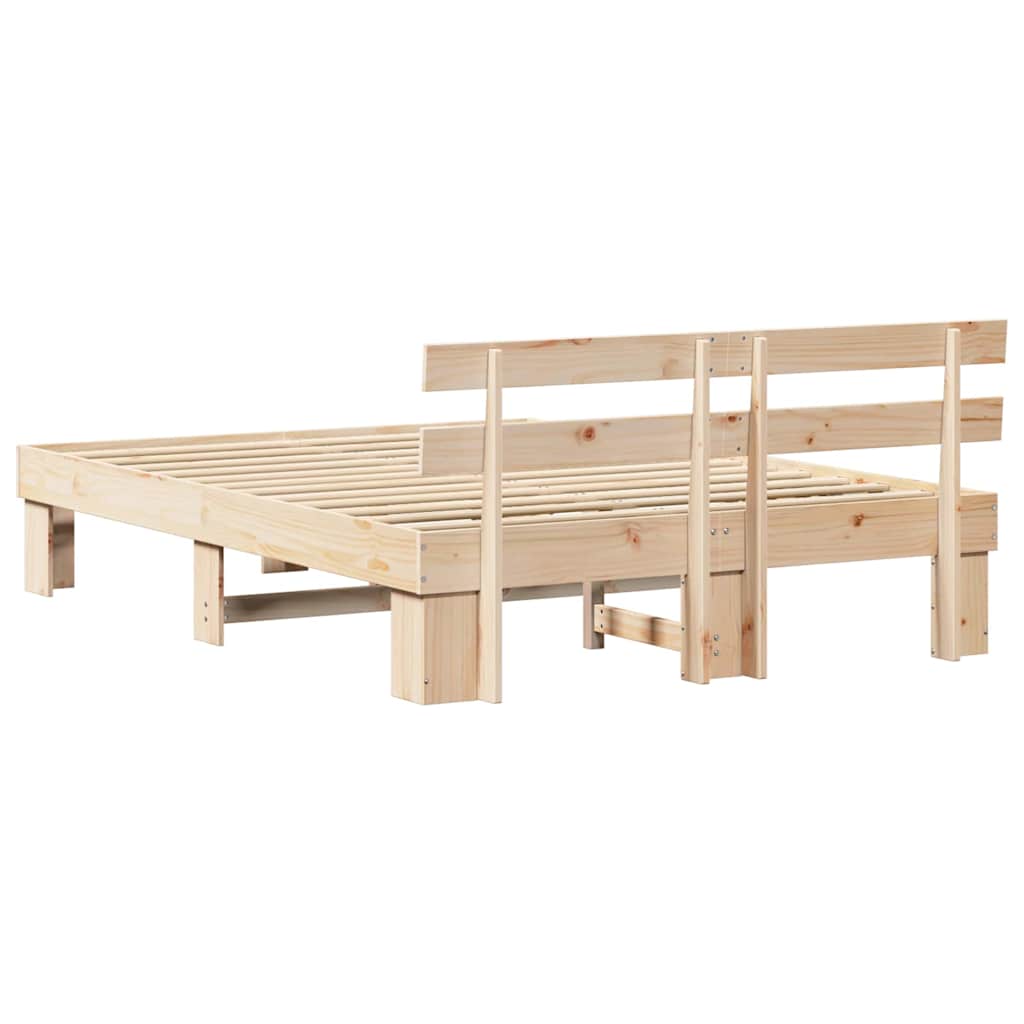 vidaXL Ramka łóżka Naturalny 160 x 200 cm Lite drewno sosnowe