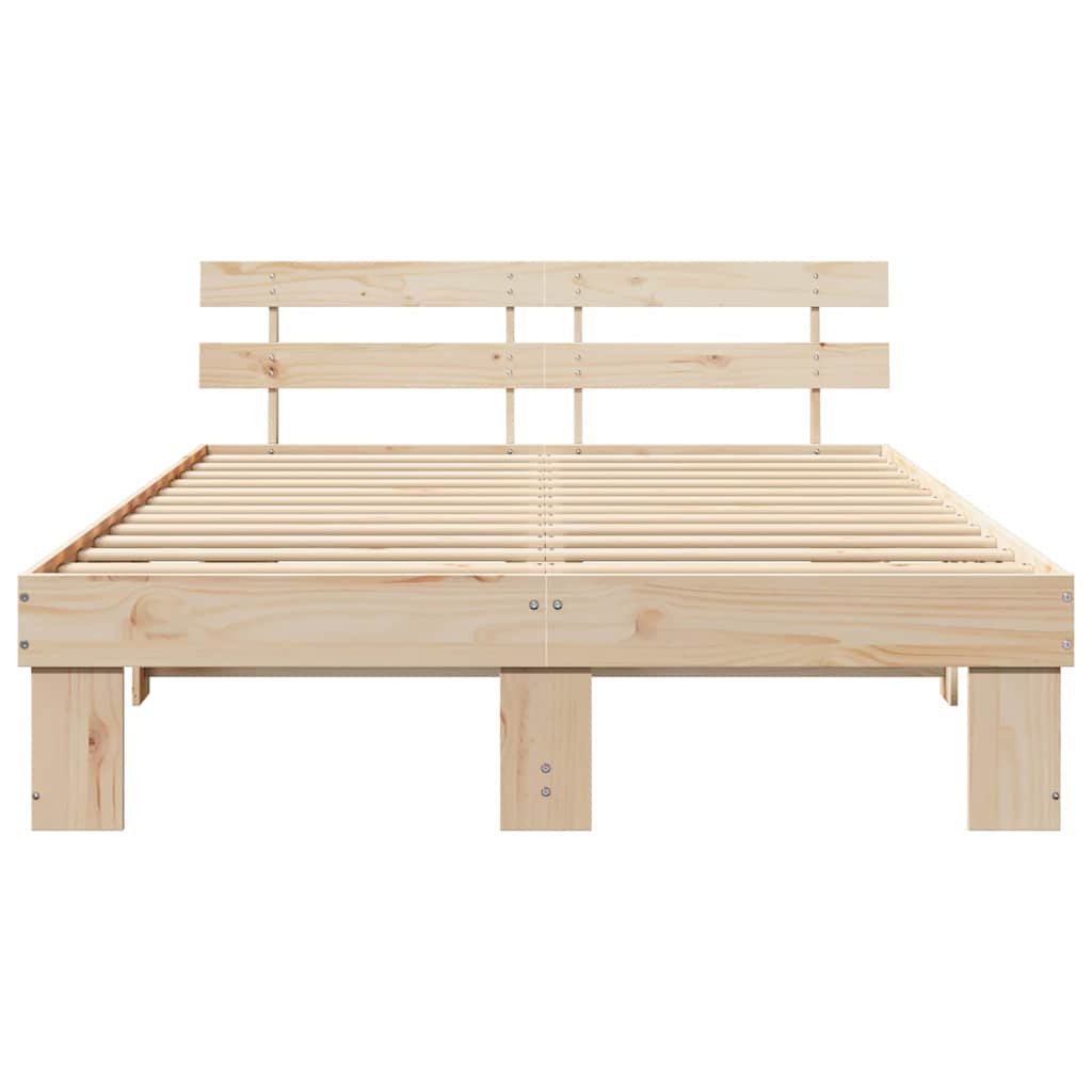 vidaXL Ramka łóżka Naturalny 160 x 200 cm Lite drewno sosnowe