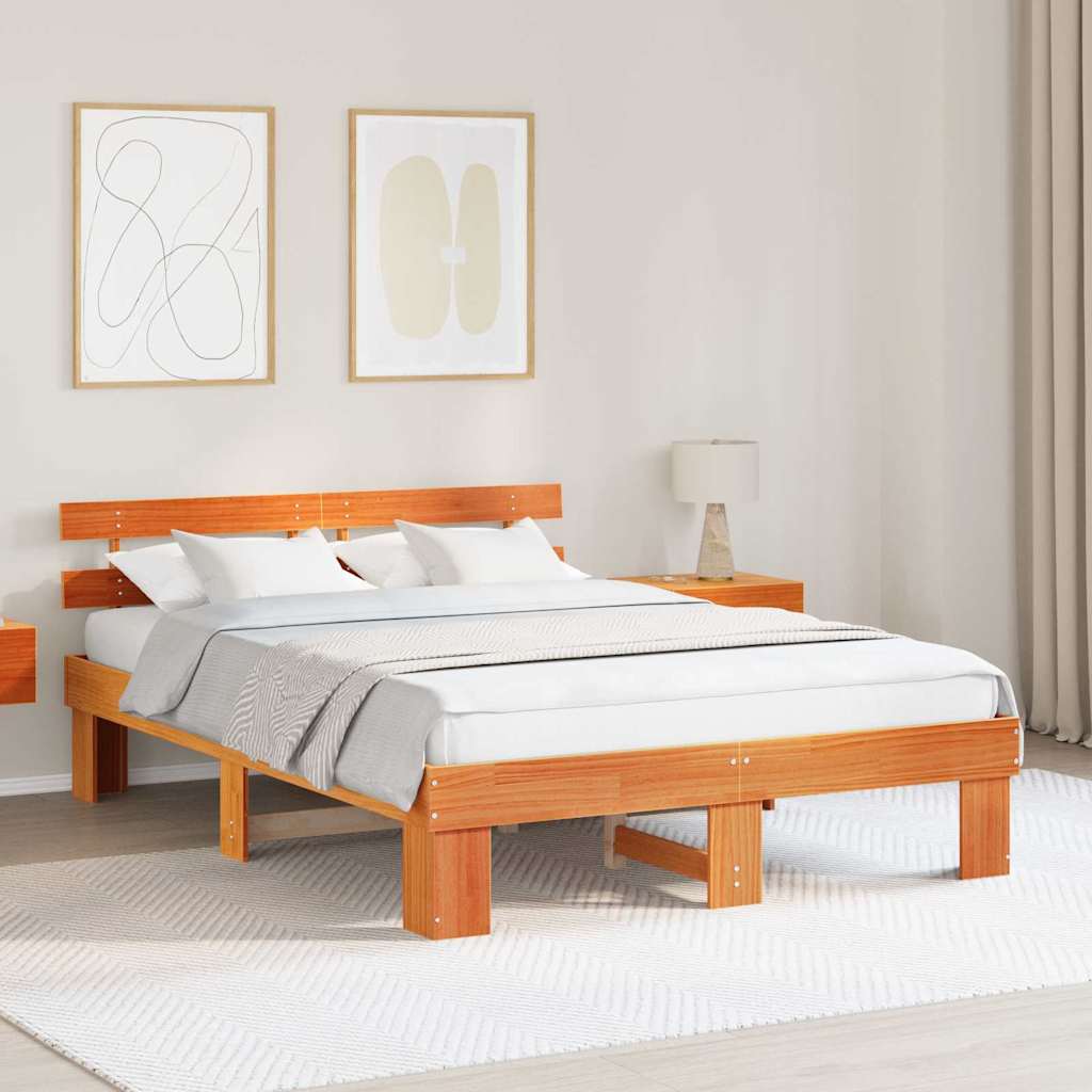 vidaXL Ramka łóżka Woskowy Brąz 150 x 200 cm Lite drewno sosnowe