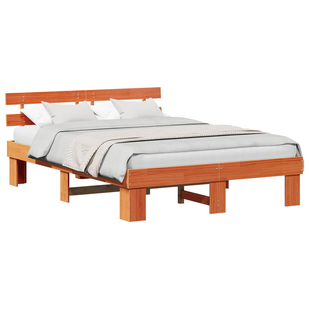 vidaXL Ramka łóżka Woskowy Brąz 150 x 200 cm Lite drewno sosnowe