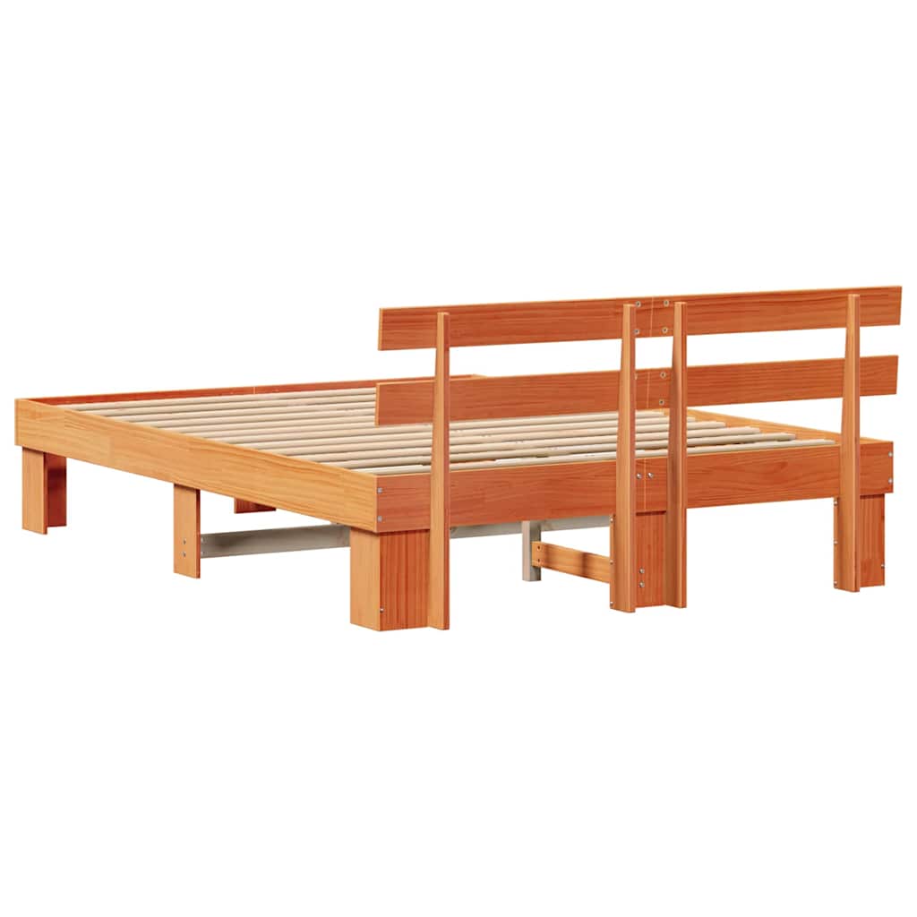 vidaXL Ramka łóżka Woskowy Brąz 140 x 200 cm Lite drewno sosnowe