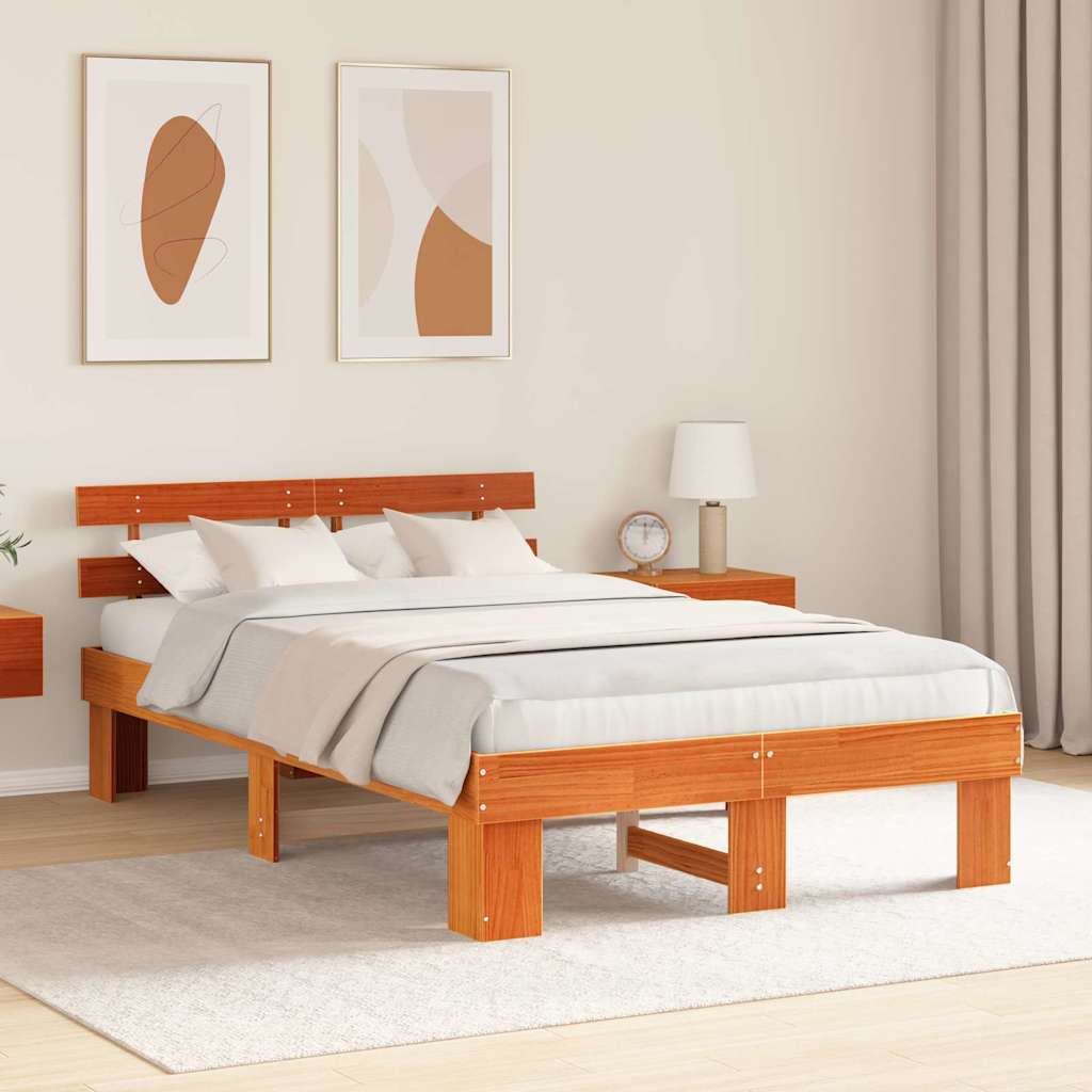 vidaXL Ramka łóżka Woskowy Brąz 120 x 200 cm Lite drewno sosnowe