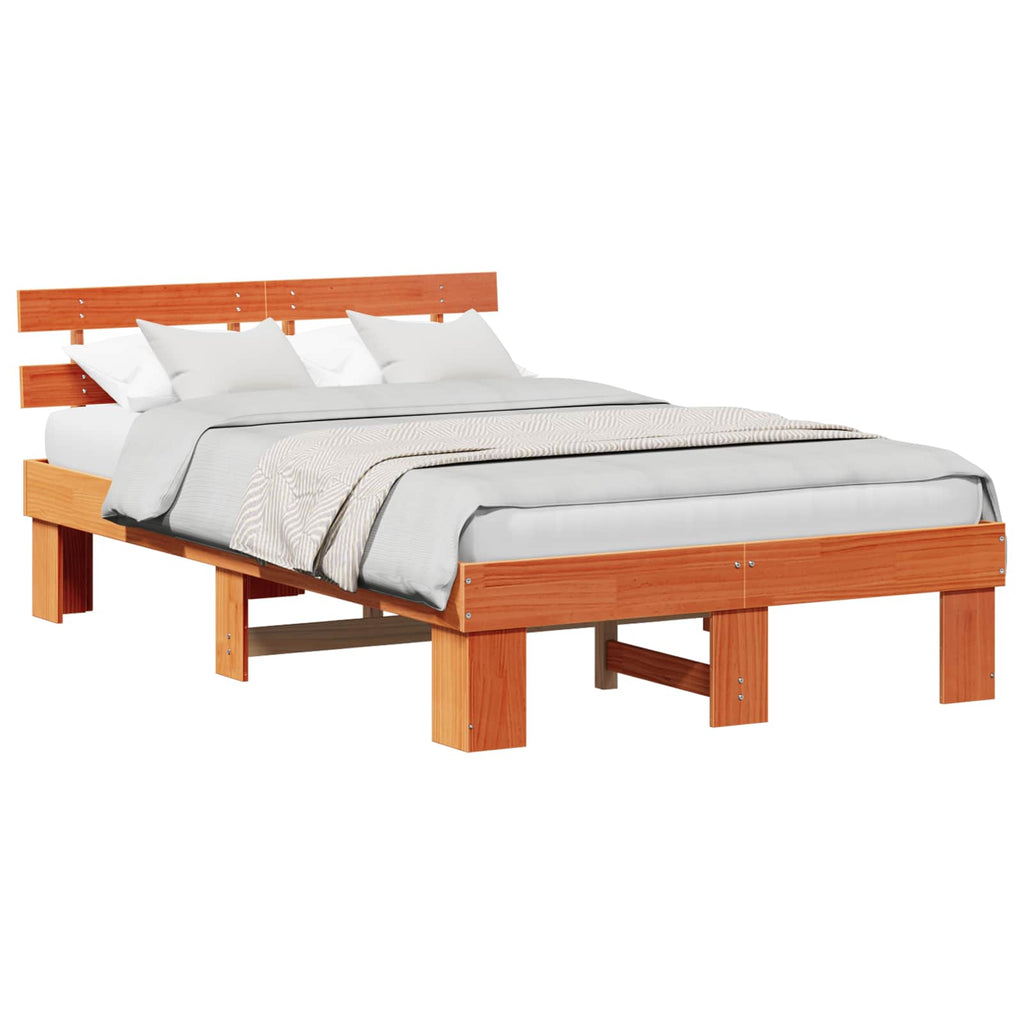 vidaXL Ramka łóżka Woskowy Brąz 140 x 190 cm Lite drewno sosnowe
