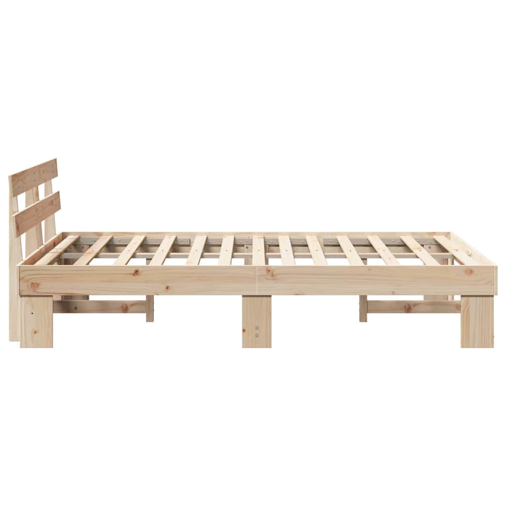 vidaXL Ramka łóżka Naturalny 135 x 190 cm Lite drewno sosnowe