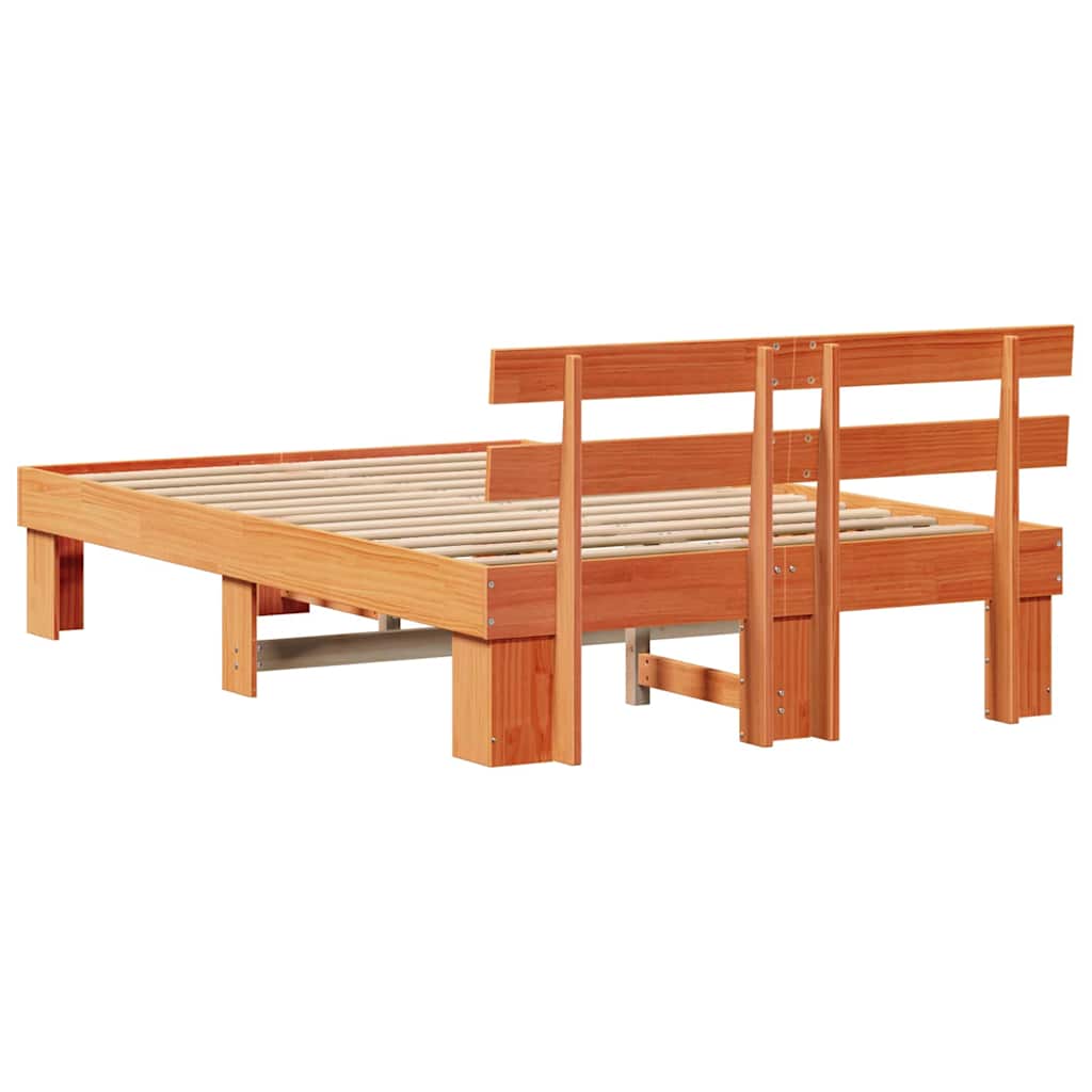 vidaXL Ramka łóżka Woskowy Brąz 135 x 190 cm Lite drewno sosnowe