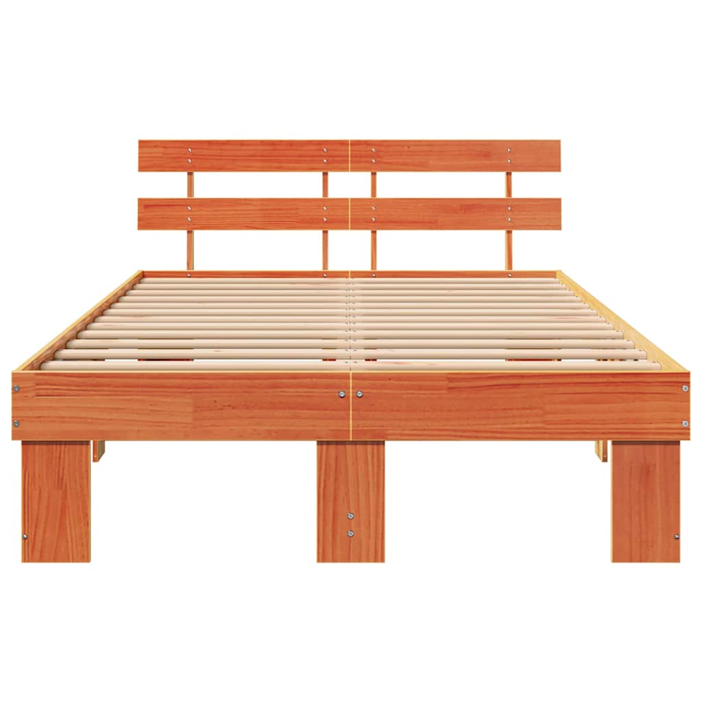 vidaXL Ramka łóżka Woskowy Brąz 135 x 190 cm Lite drewno sosnowe