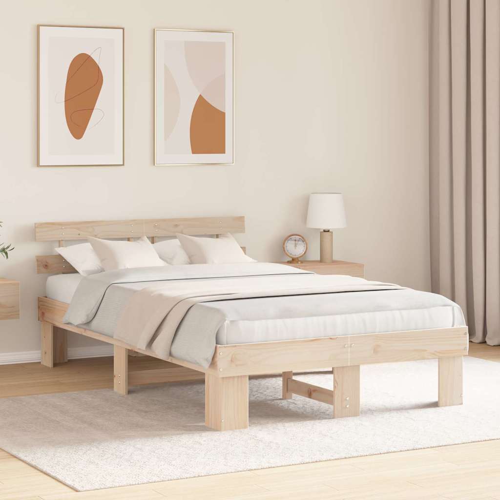 vidaXL Ramka łóżka Naturalny 120 x 190 cm Lite drewno sosnowe
