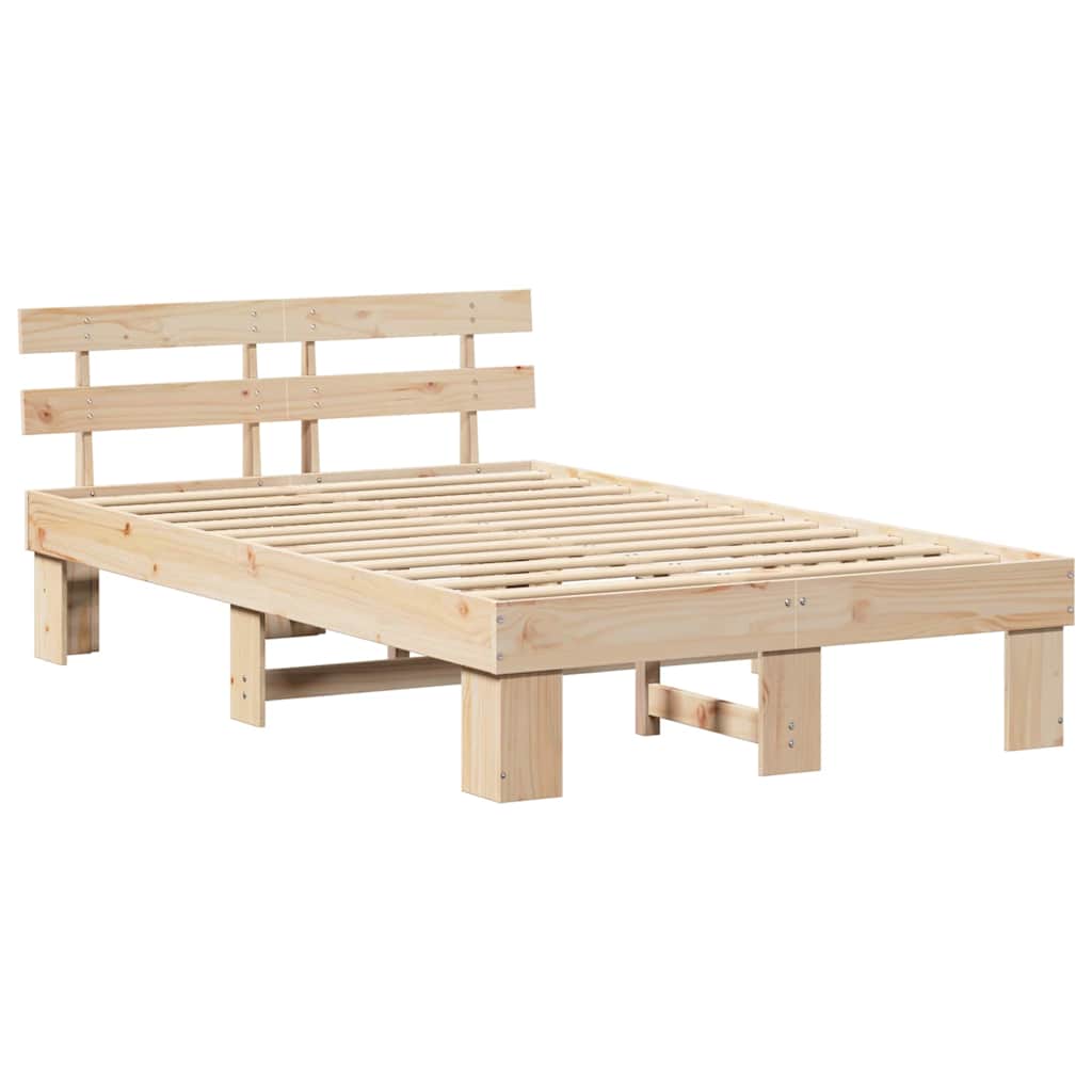 vidaXL Ramka łóżka Naturalny 120 x 190 cm Lite drewno sosnowe