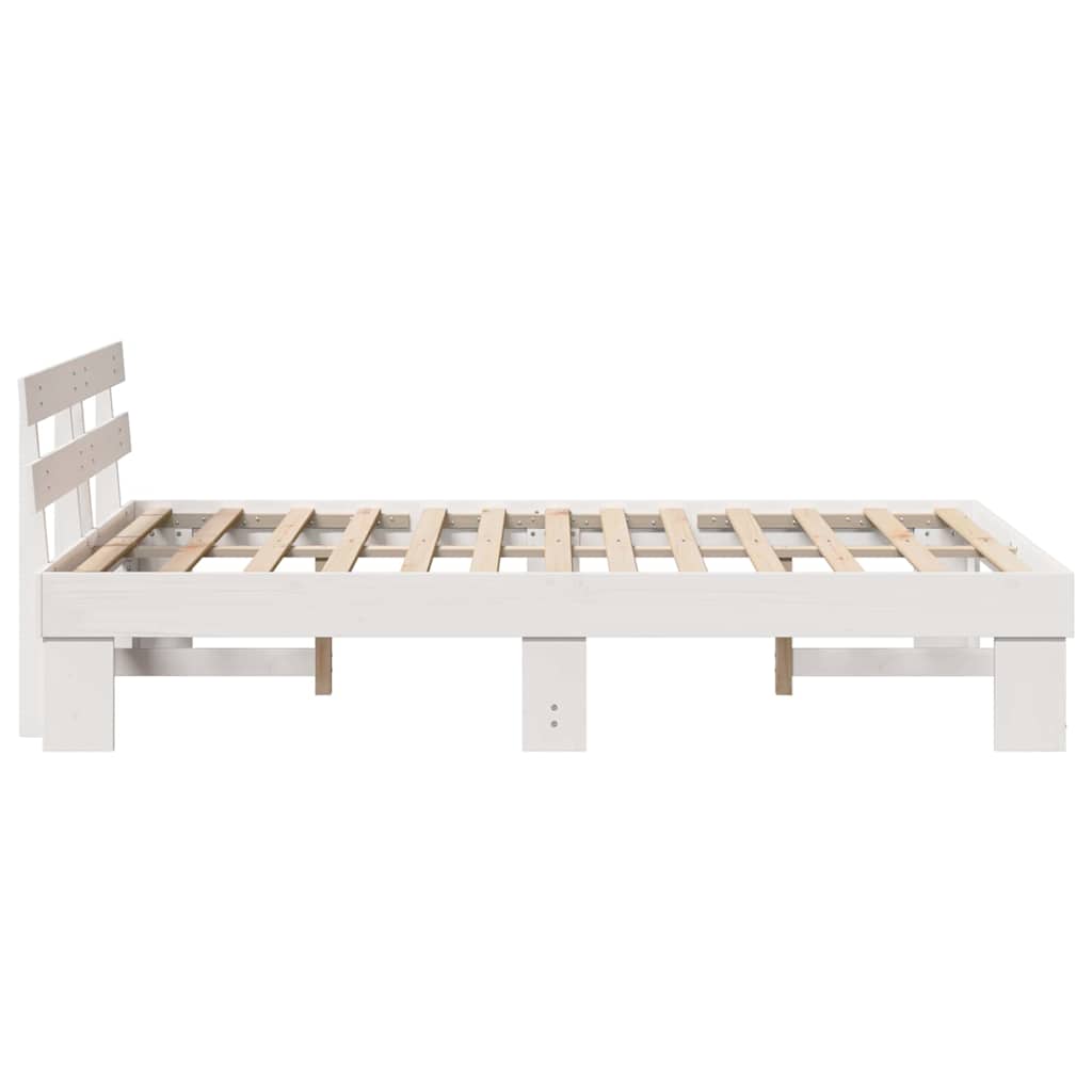 vidaXL Ramka łóżka Z zagłówkiem Biały 120 x 190 cm Lite drewno sosnowe