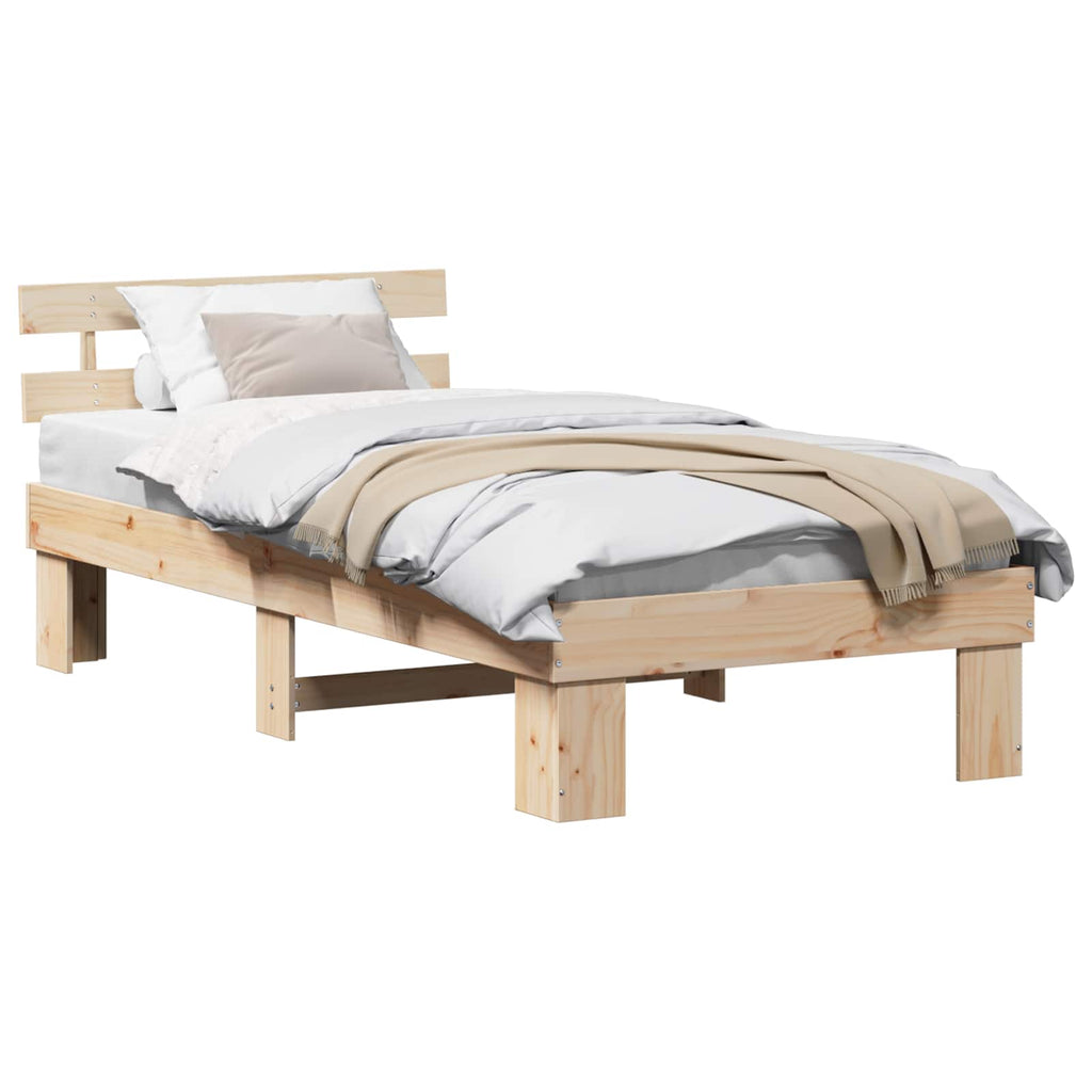 vidaXL Ramka łóżka Naturalny 100 x 200 cm Lite drewno sosnowe