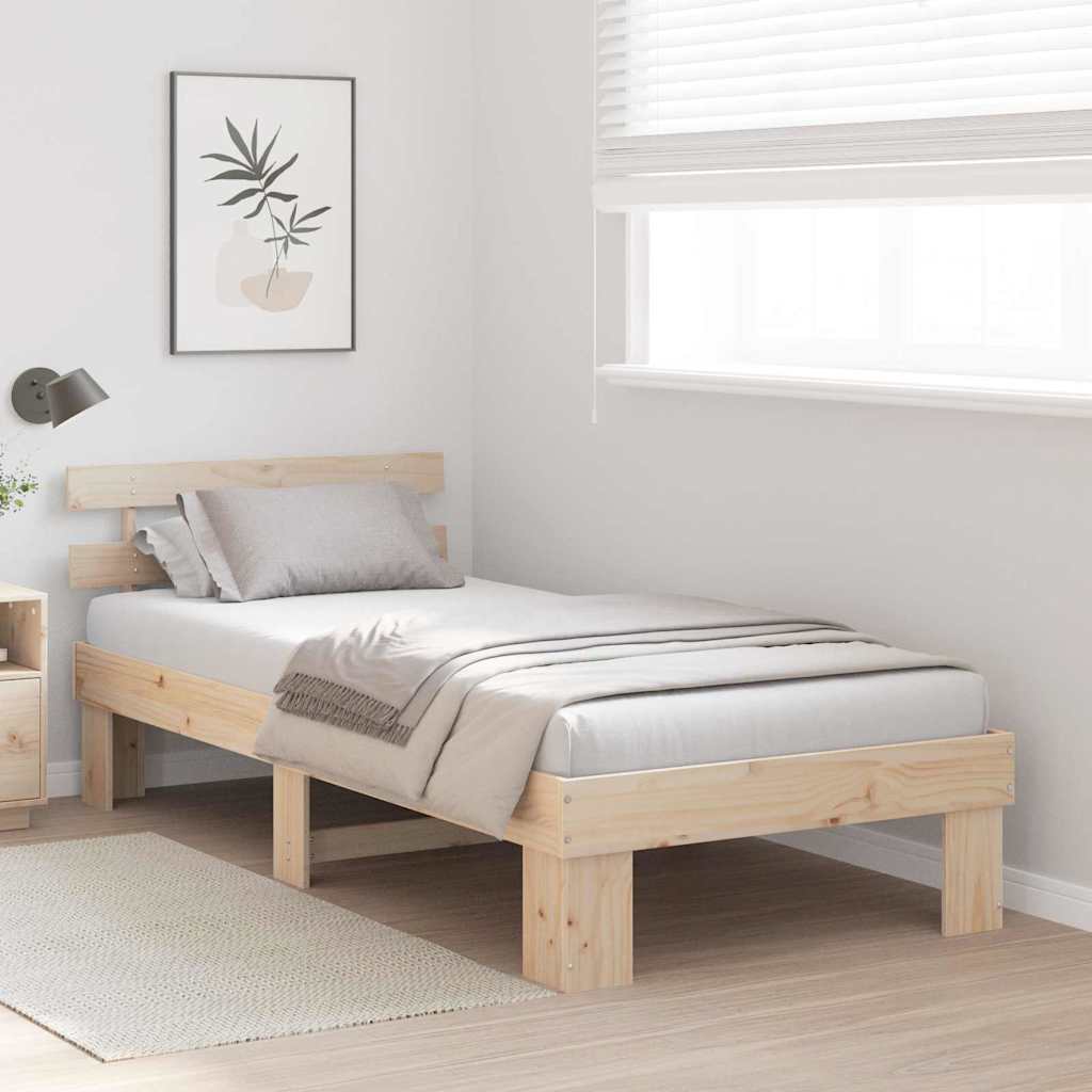 vidaXL Ramka łóżka Naturalny 90 x 200 cm Lite drewno sosnowe