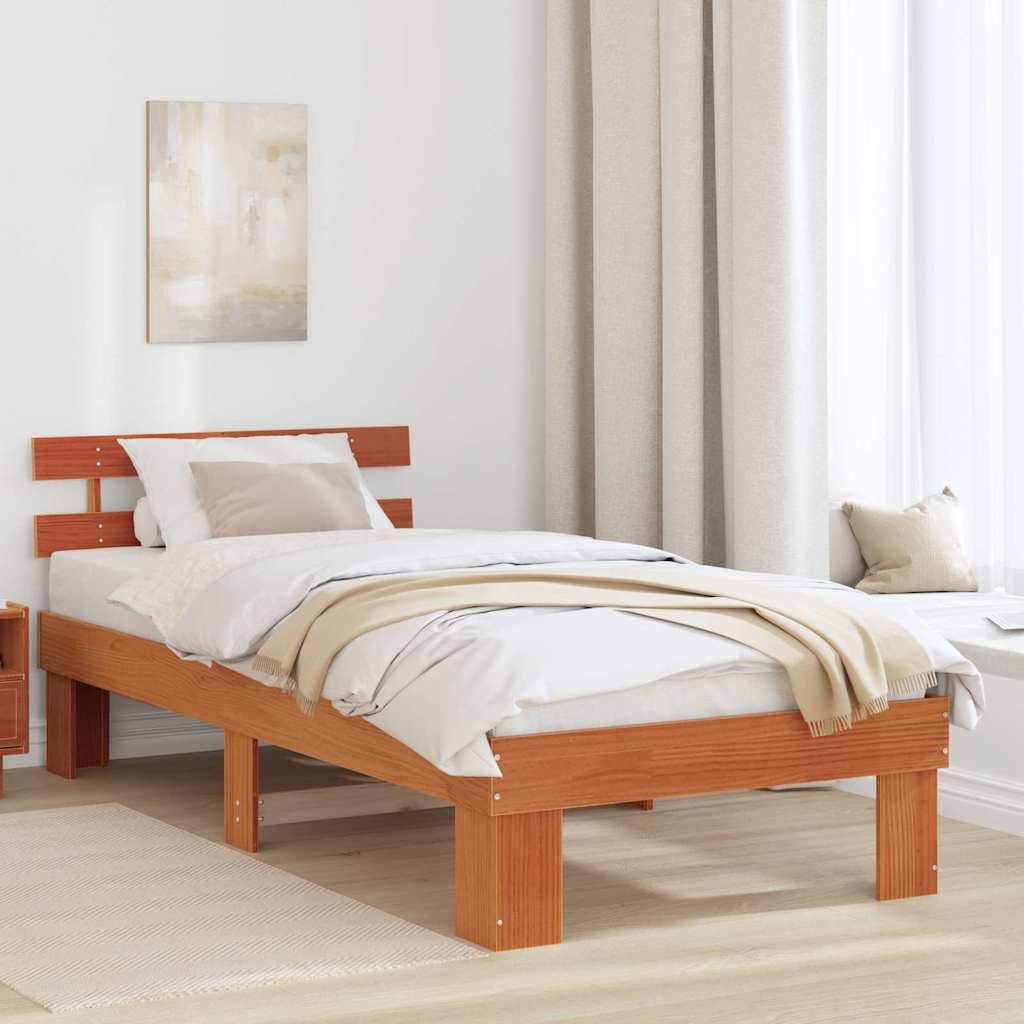vidaXL Ramka łóżka Woskowy Brąz 90 x 200 cm Lite drewno sosnowe