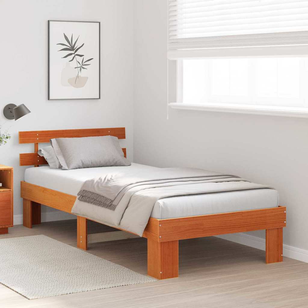 vidaXL Ramka łóżka Woskowy Brąz 90 x 200 cm Lite drewno sosnowe