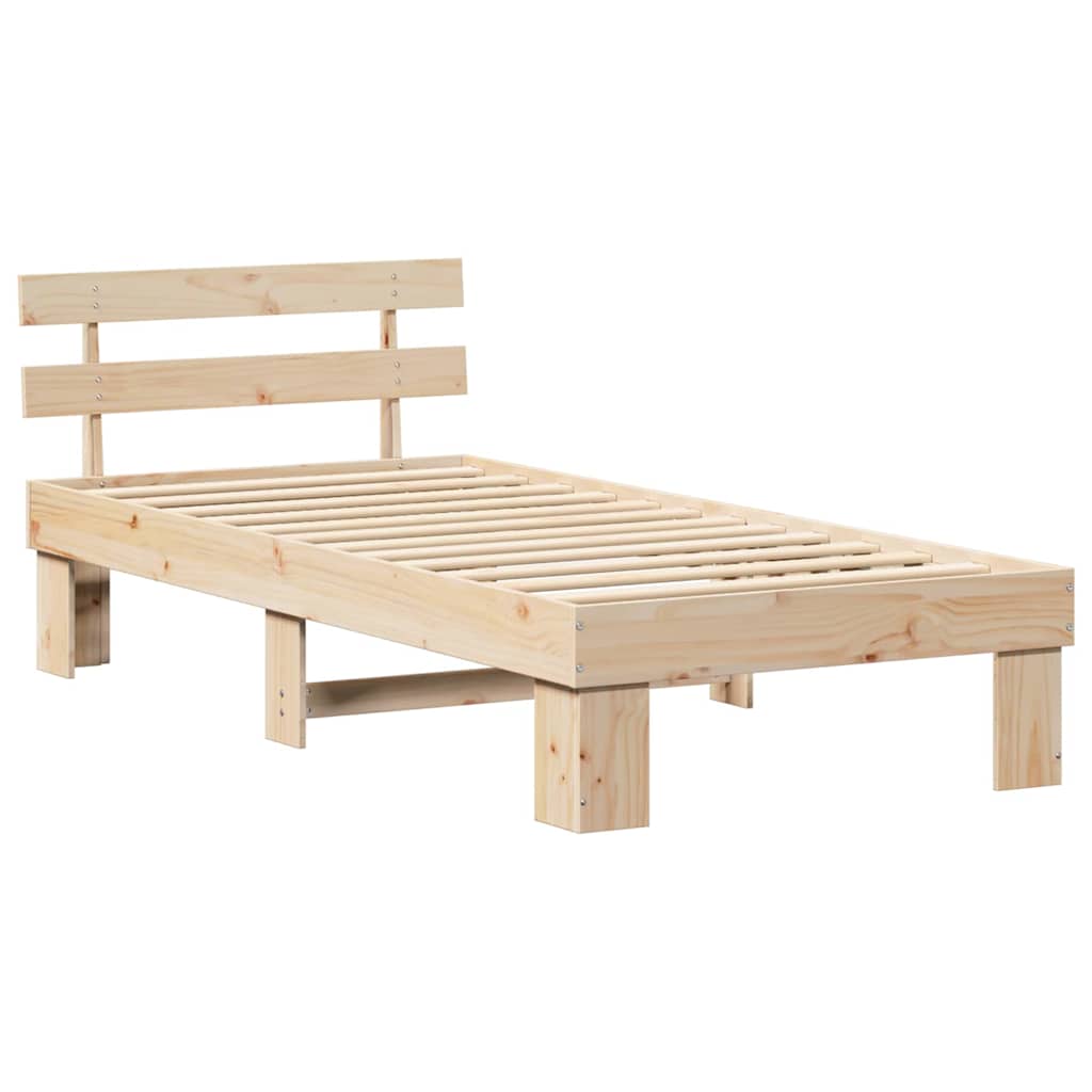 vidaXL Ramka łóżka Naturalny 80 x 200 cm Lite drewno sosnowe
