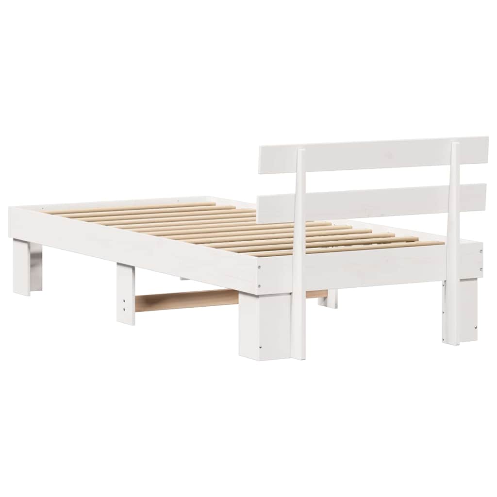 vidaXL Ramka łóżka Z zagłówkiem Biały 80 x 200 cm Lite drewno sosnowe