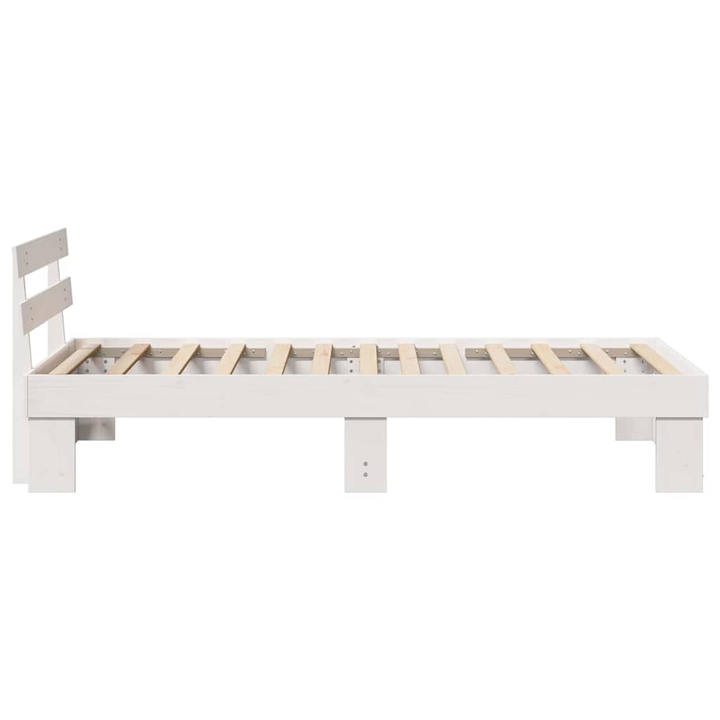 vidaXL Ramka łóżka Z zagłówkiem Biały 80 x 200 cm Lite drewno sosnowe