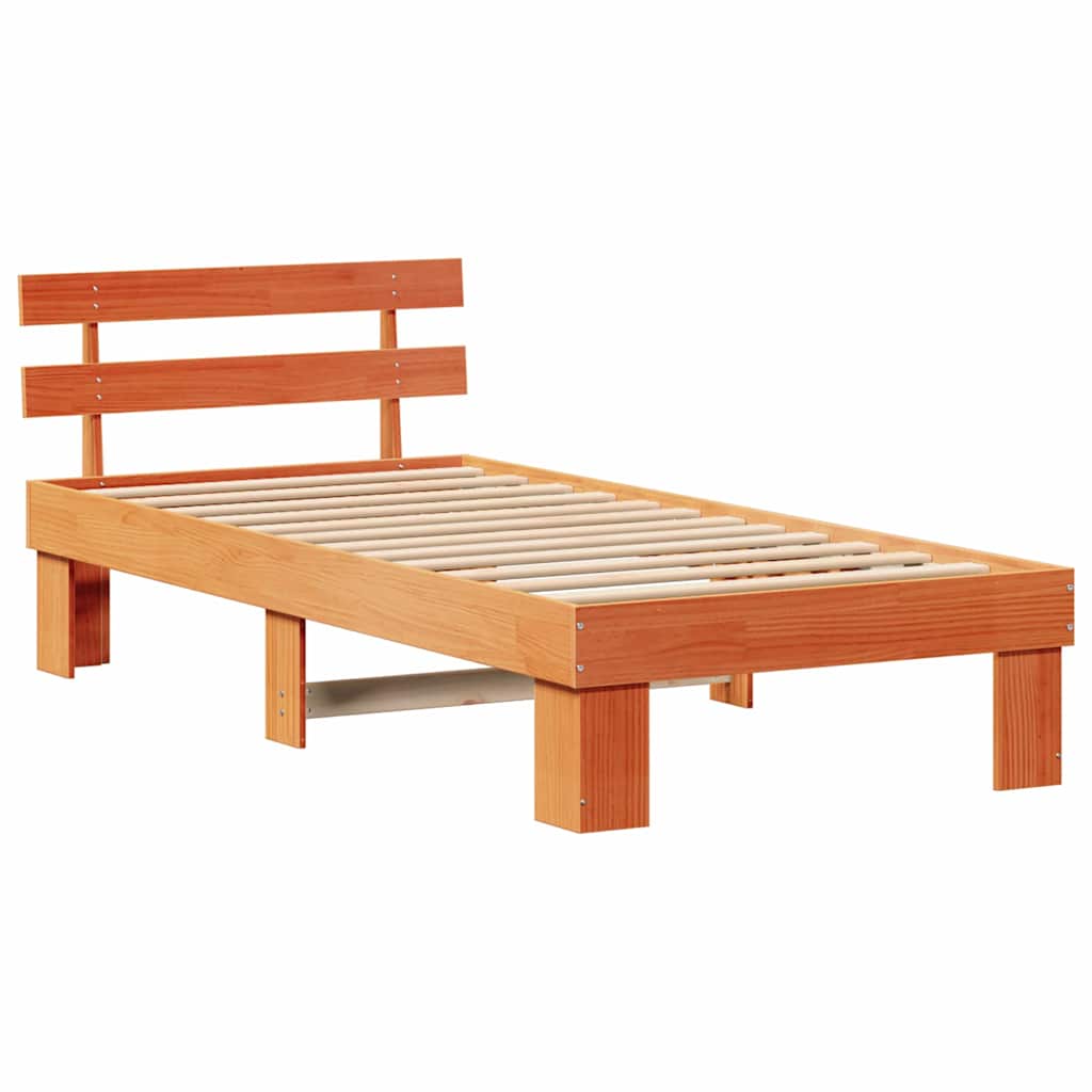 vidaXL Ramka łóżka Woskowy Brąz 80 x 200 cm Lite drewno sosnowe