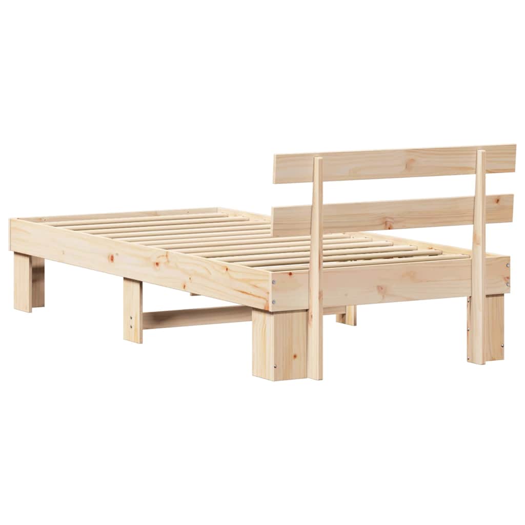 vidaXL Ramka łóżka Naturalny 75 x 190 cm Lite drewno sosnowe