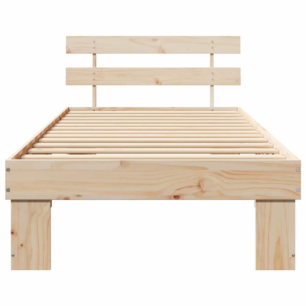 vidaXL Ramka łóżka Naturalny 75 x 190 cm Lite drewno sosnowe