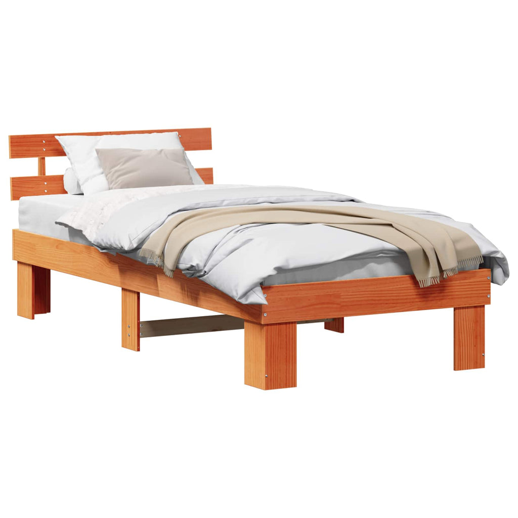 vidaXL Ramka łóżka Woskowy Brąz 75 x 190 cm Lite drewno sosnowe