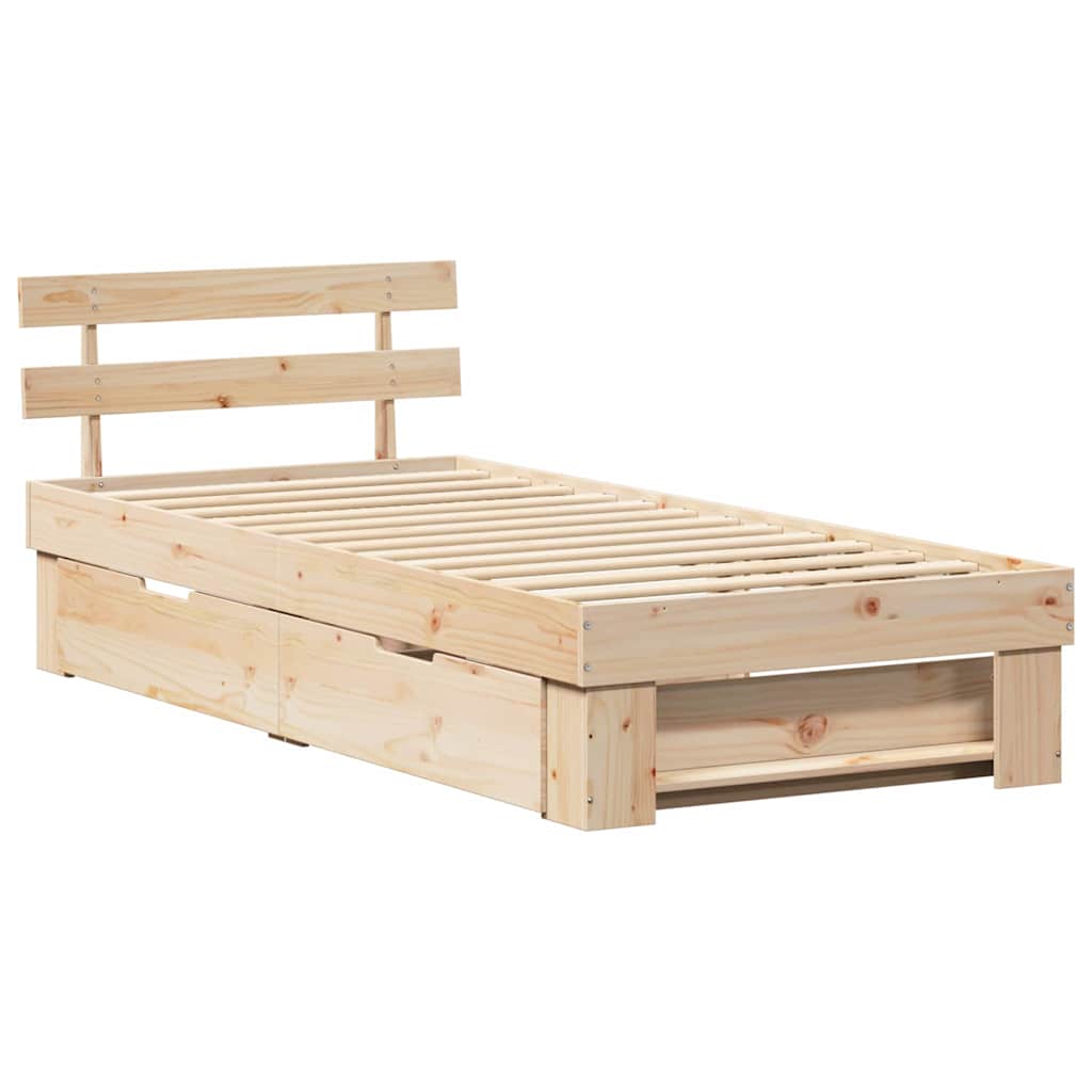 vidaXL Ramka łóżka Naturalny 100 x 200 cm Lite drewno sosnowe