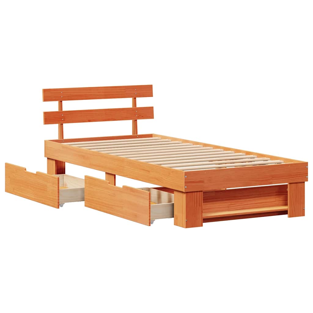 vidaXL Ramka łóżka Woskowy Brąz 100 x 200 cm Lite drewno sosnowe