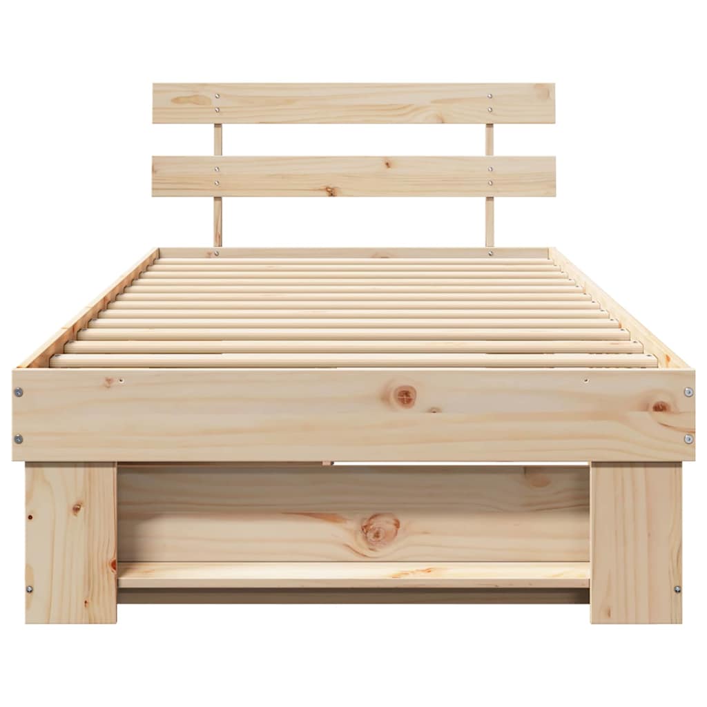vidaXL Ramka łóżka Naturalny 90 x 200 cm Lite drewno sosnowe