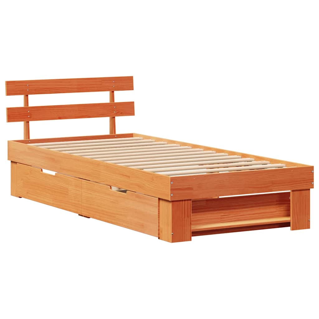 vidaXL Ramka łóżka Woskowy Brąz 90 x 200 cm Lite drewno sosnowe