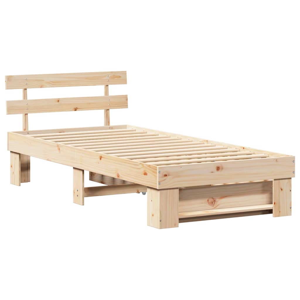 vidaXL Ramka łóżka Naturalny 80 x 200 cm Lite drewno sosnowe