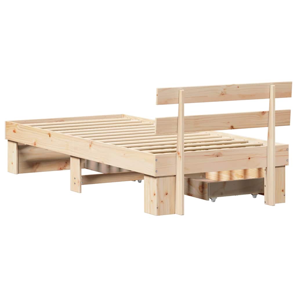vidaXL Ramka łóżka Naturalny 80 x 200 cm Lite drewno sosnowe