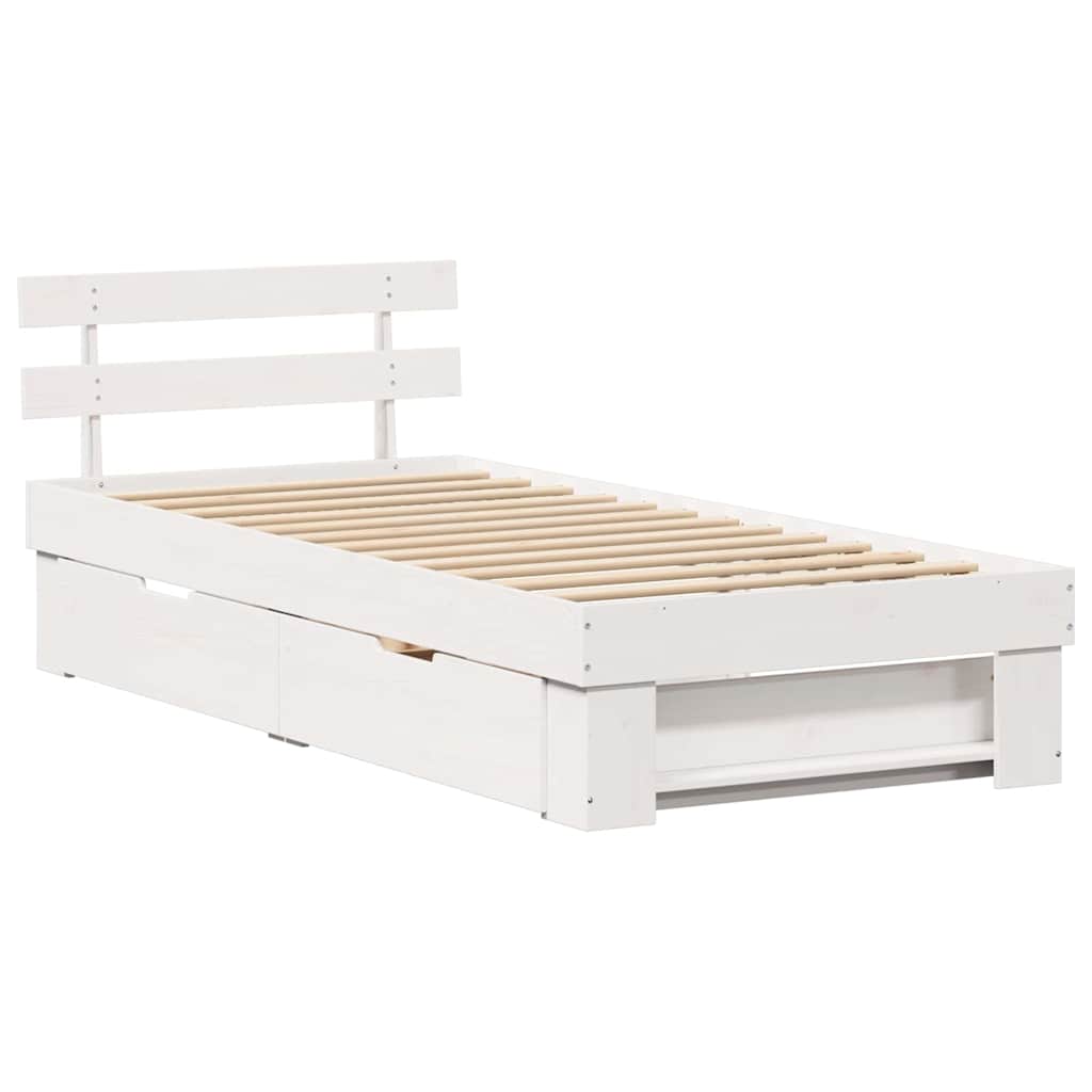vidaXL Ramka łóżka Z zagłówkiem Biały 80 x 200 cm Lite drewno sosnowe