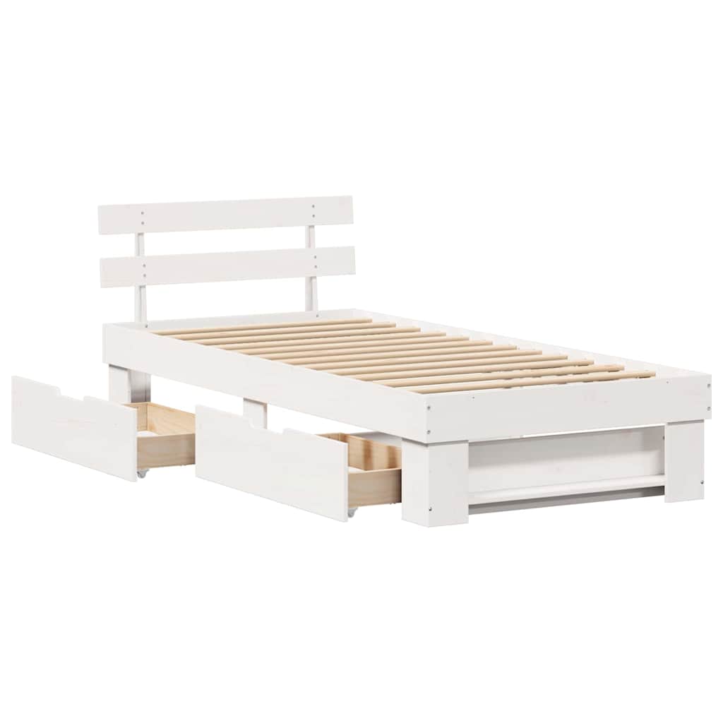 vidaXL Ramka łóżka Z zagłówkiem Biały 80 x 200 cm Lite drewno sosnowe