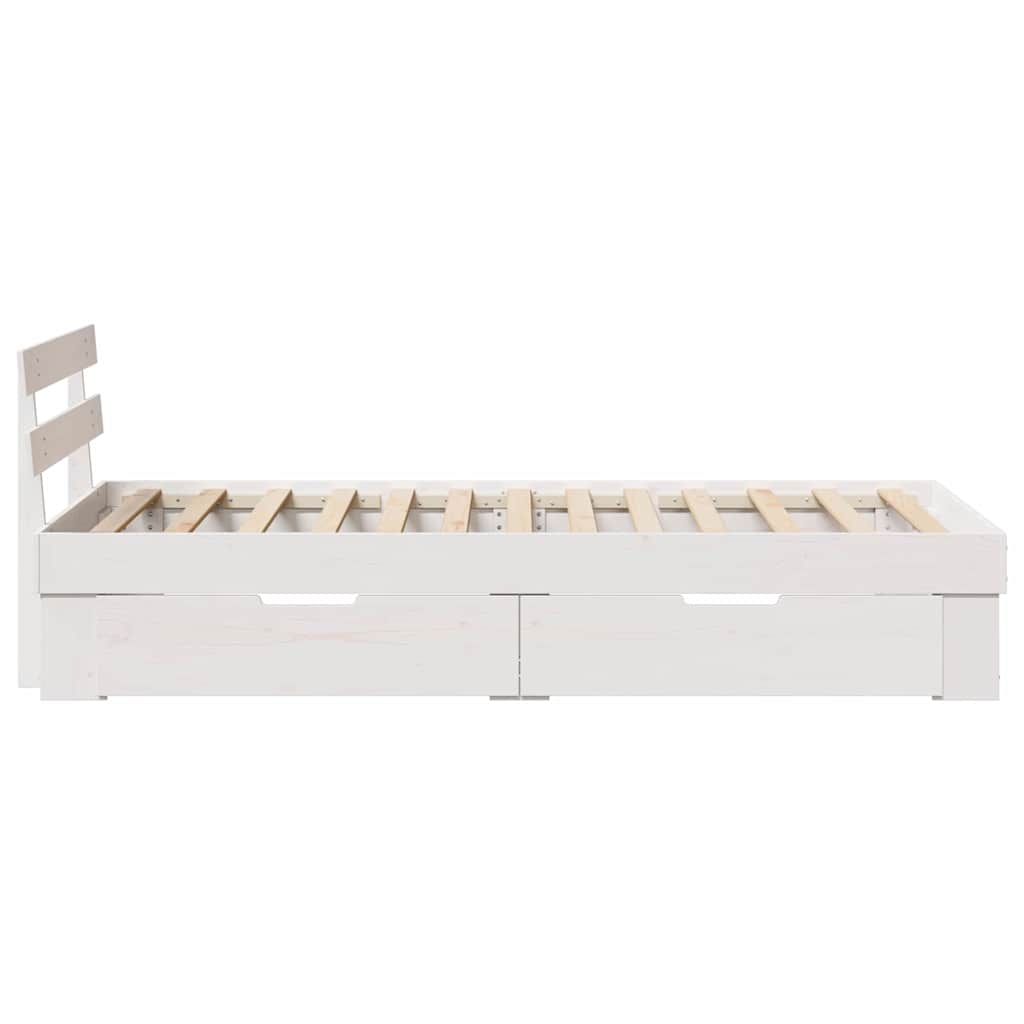 vidaXL Ramka łóżka Z zagłówkiem Biały 80 x 200 cm Lite drewno sosnowe