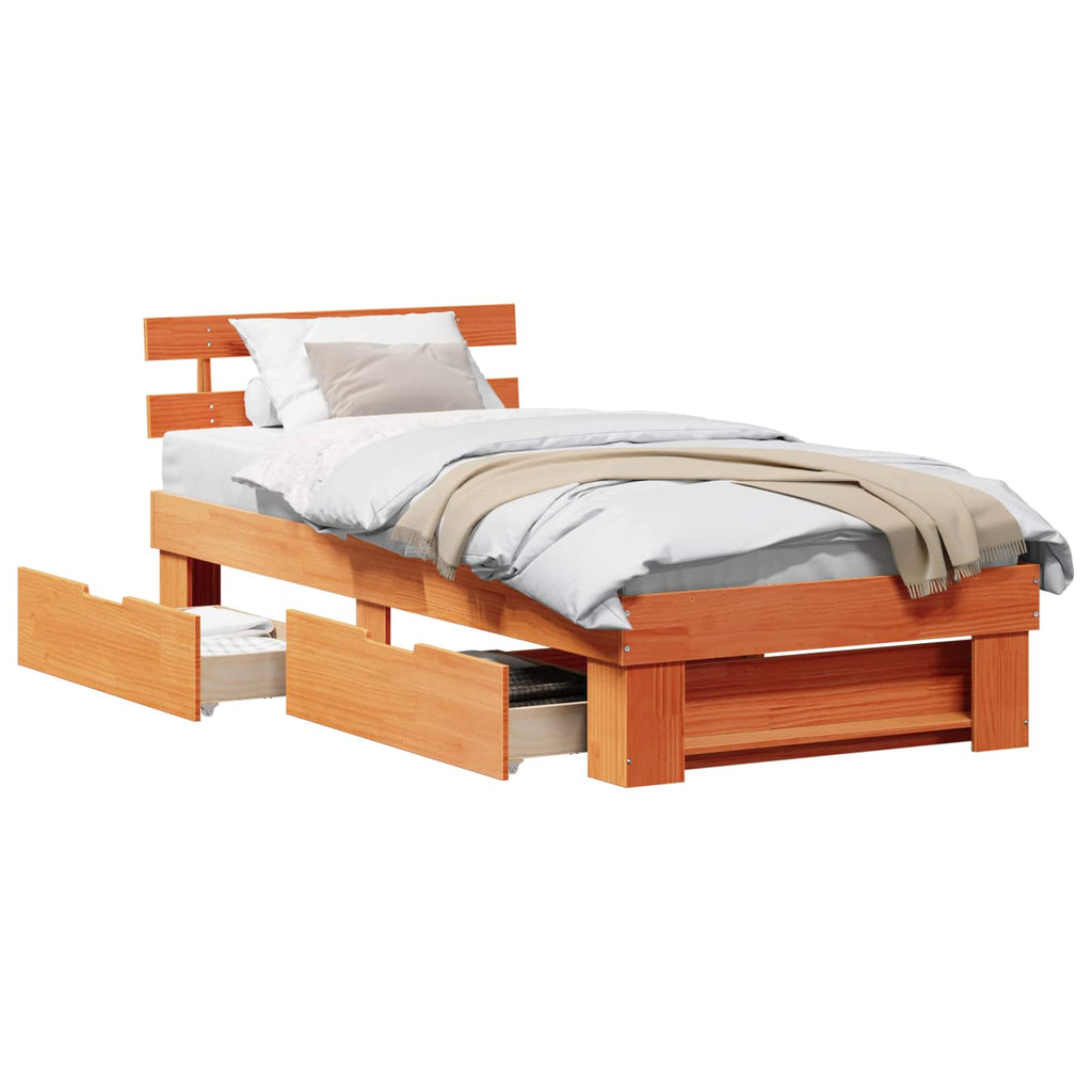 vidaXL Ramka łóżka Woskowy Brąz 80 x 200 cm Lite drewno sosnowe