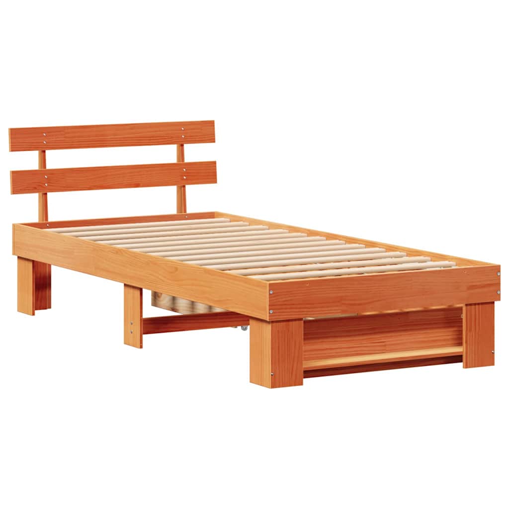 vidaXL Ramka łóżka Woskowy Brąz 80 x 200 cm Lite drewno sosnowe