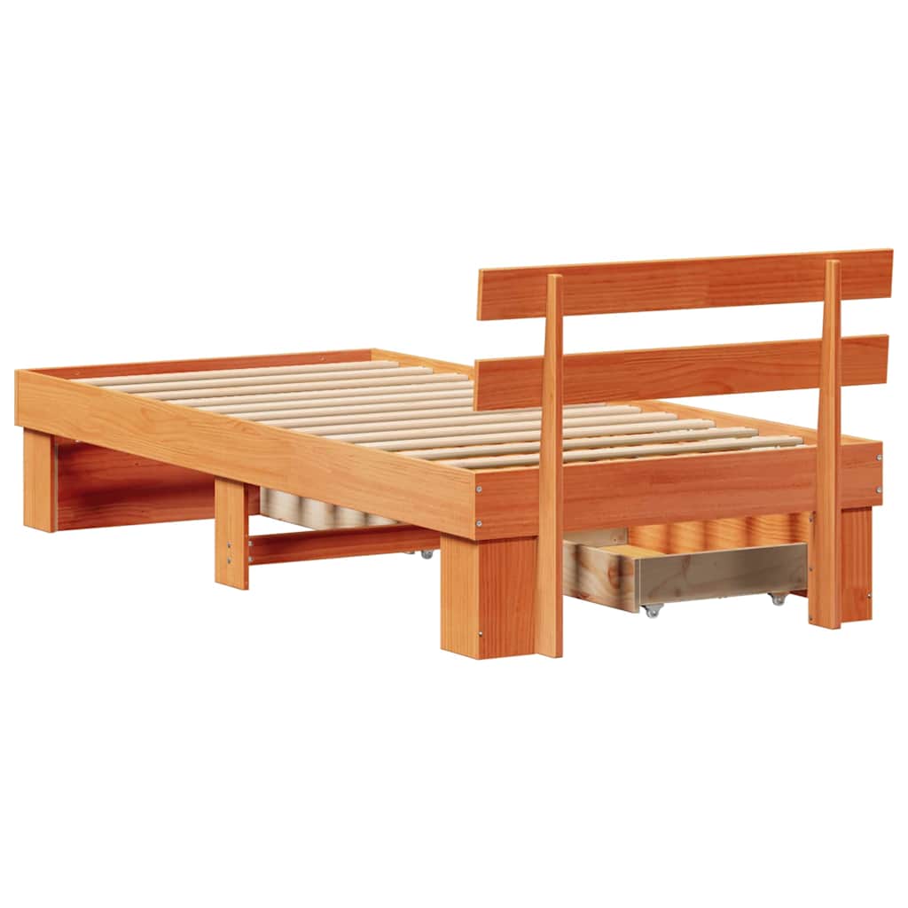 vidaXL Ramka łóżka Woskowy Brąz 80 x 200 cm Lite drewno sosnowe