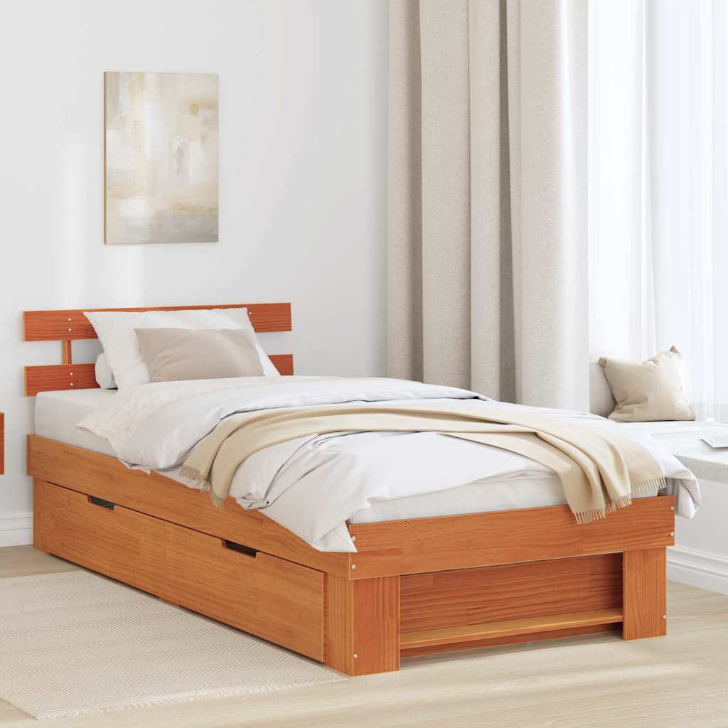 vidaXL Ramka łóżka Woskowy Brąz 90 x 190 cm Lite drewno sosnowe