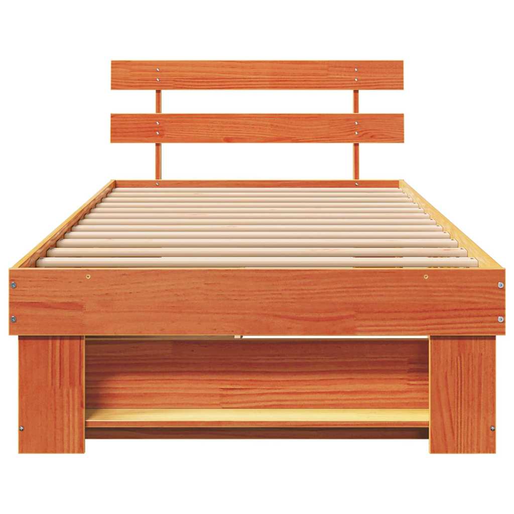 vidaXL Ramka łóżka Woskowy Brąz 90 x 190 cm Lite drewno sosnowe