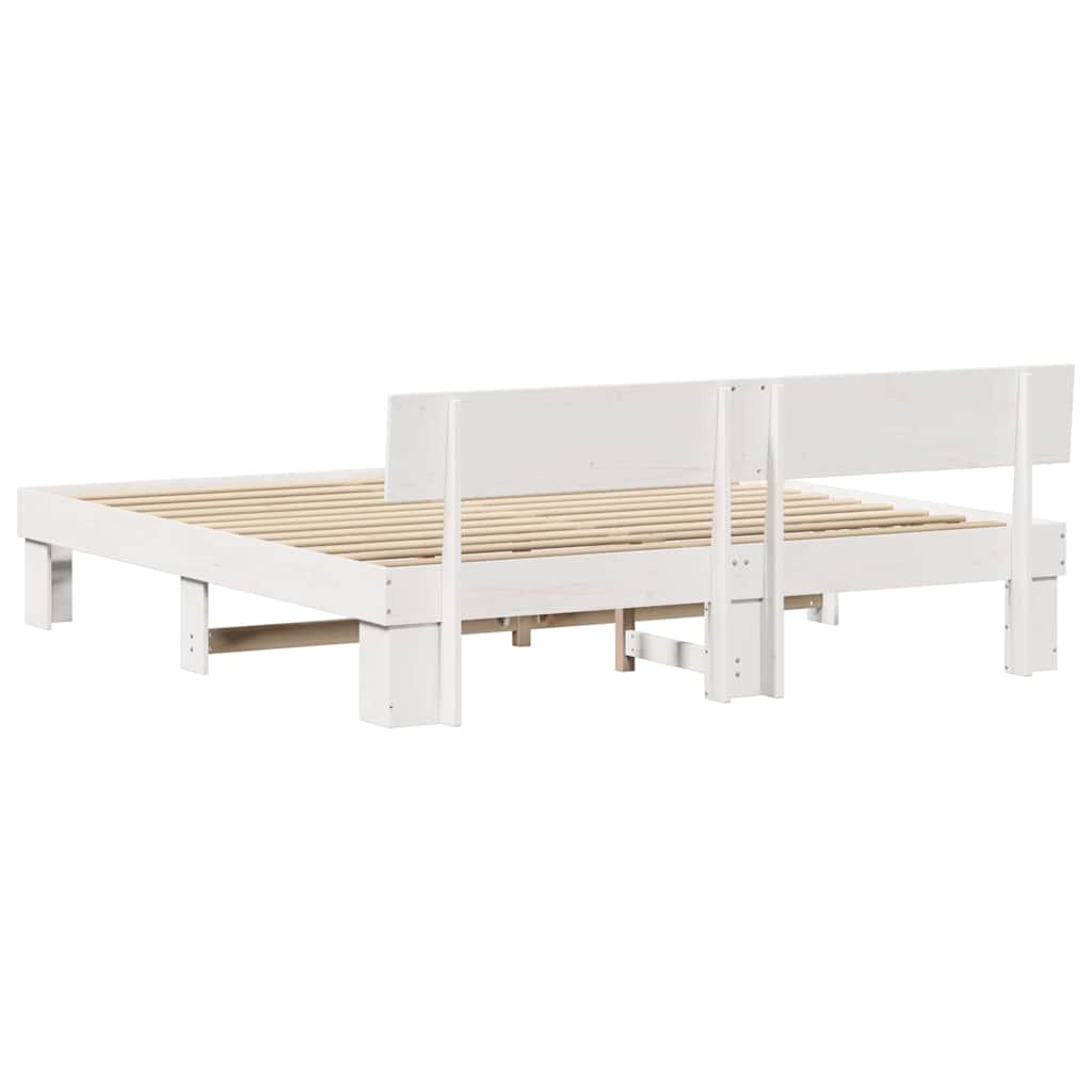vidaXL Ramka łóżka Z zagłówkiem Biały 180 x 200 cm Lite drewno sosnowe