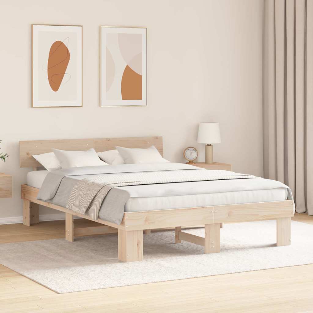 vidaXL Ramka łóżka Naturalny 160 x 200 cm Lite drewno sosnowe