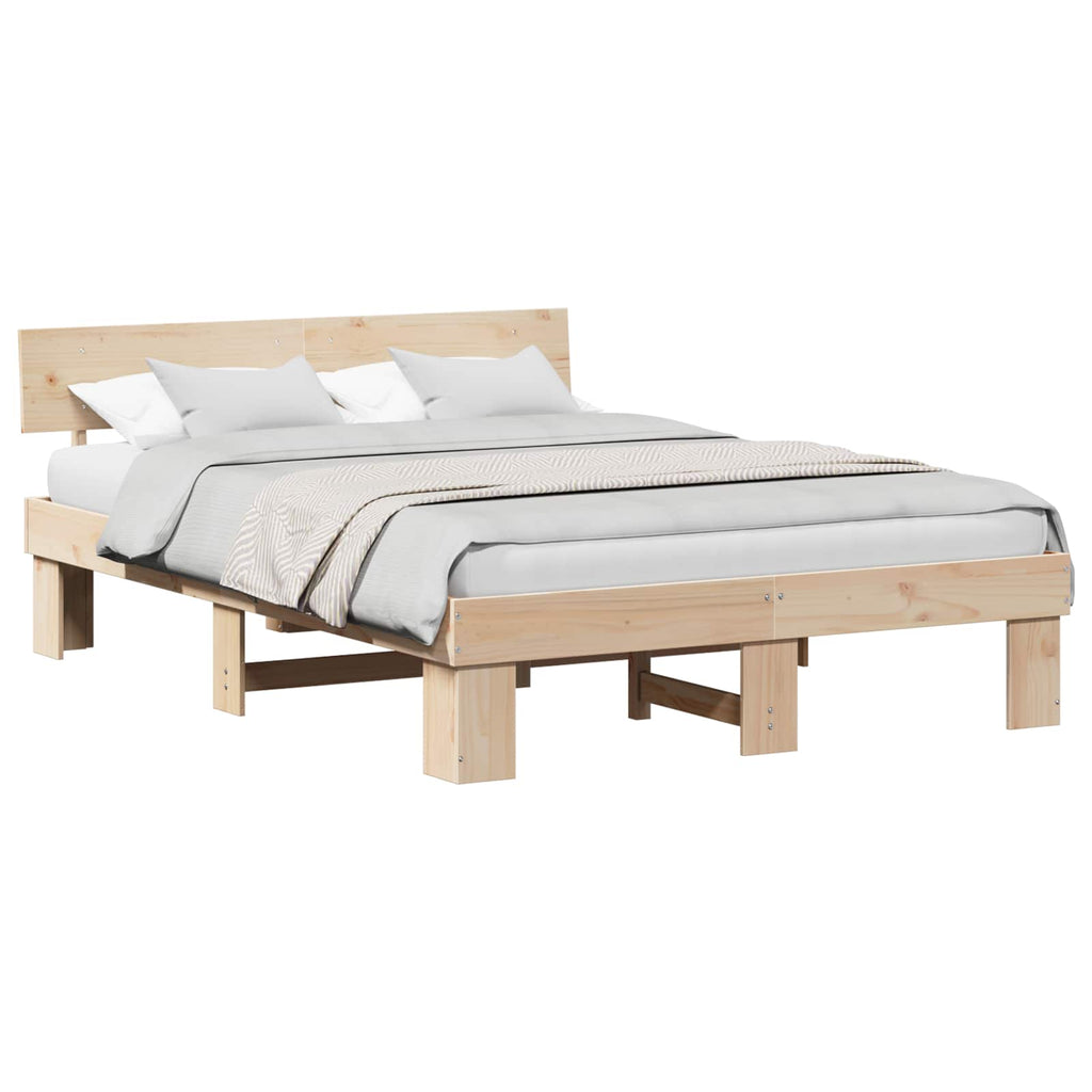 vidaXL Ramka łóżka Naturalny 160 x 200 cm Lite drewno sosnowe