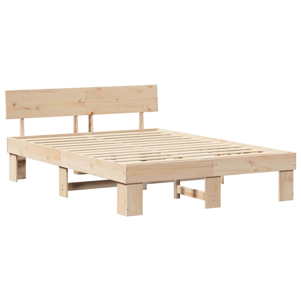 vidaXL Ramka łóżka Naturalny 160 x 200 cm Lite drewno sosnowe